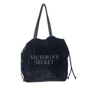 Victoria's Secret Bag Rhinestone Tote Black Luxe Velvet Shoulder Bag Weekender